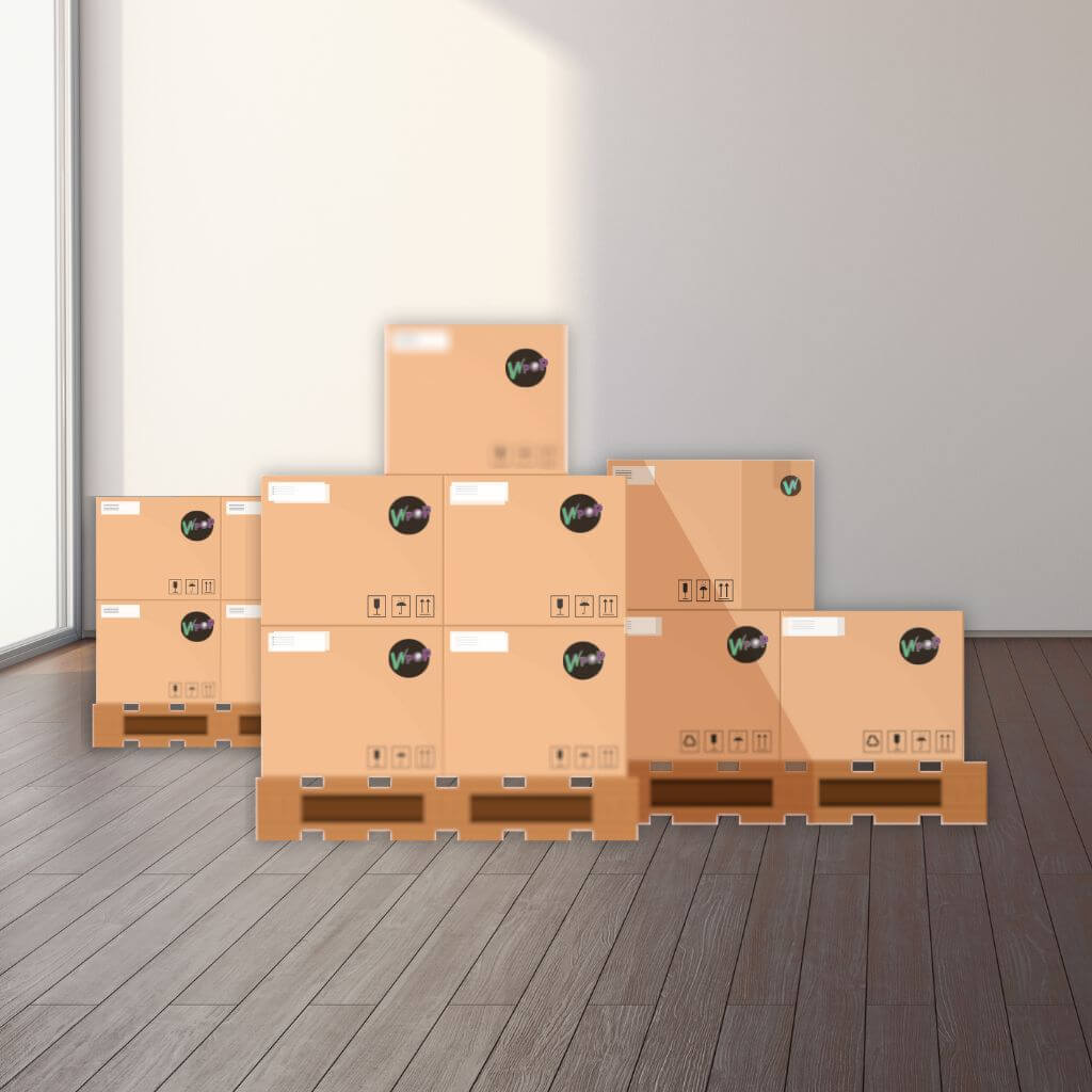 WPop cartons on pallet in storeroom