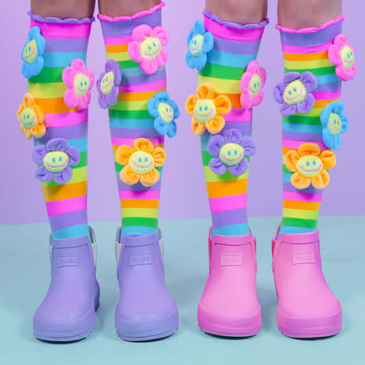 Kids wearing MADMIA's Oopsie Daisy Socks