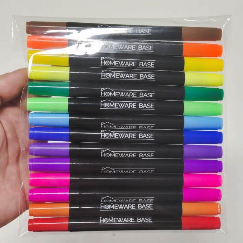 Homeware Base Dual Tipped Permanent Markers Coloured Pens  x 14